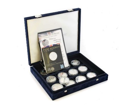 15 x Royal Mint, Silver £5 Coins, featuring: 10x 'Olympic Body Series' coins and 5x 'Countdown to Olympics' coins, all sterli