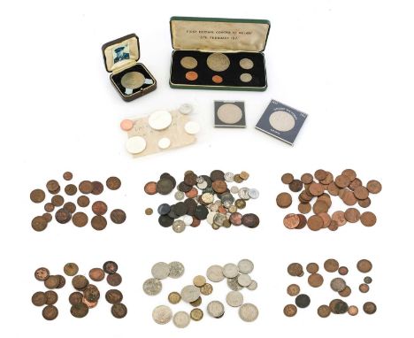 Collection of Mixed British and Foreign Coinage, highlights include: 4 x Isle of Man copper pennies 1733, 1758 and (2x) 1839 