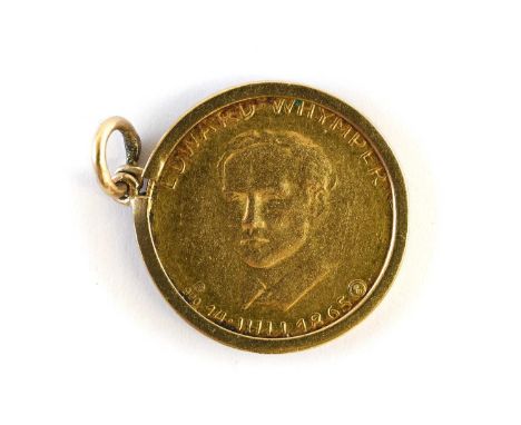 Edward Whymper, Gold Medallion, 1965 (0.900, 4.54g incl. 9ct mount) to celebrate 100 year anniversary of the first ascent of 