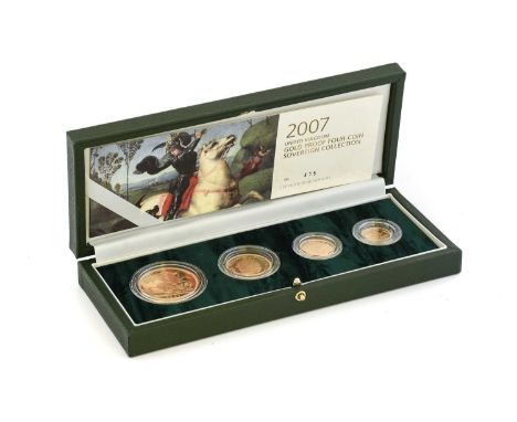 UK Gold Proof Sovereign Collection 1999, 4-coin set comprising £5, double sovereign, sovereign and half sovereign, each with 