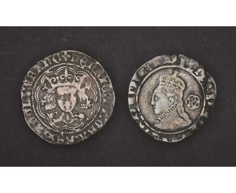 Henry VI, Groat, (27mm, 3.63g) first reign, annulet issue (1422-1430) Calais Mint, obv. crowned facing bust within tressure o