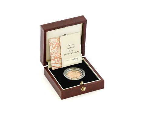 Elizabeth II, Gold Proof Sovereign 1999, obv. Rank-Broadley portrait of the queen, rev. Pistrucci, limited edition no. 8672, 