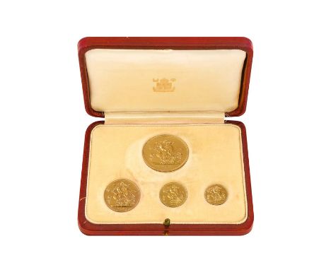George VI, 'Coronation' Gold Proof Set 1937, 4 coins comprising: £5, double sovereign, sovereign and half sovereign, each obv