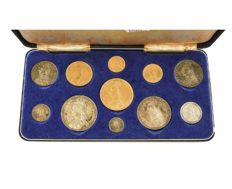 Victoria, 'Golden Jubilee' Specimen Set 1887, 11-coin set comprising £5, double sovereign, sovereign, half sovereign, crown, 