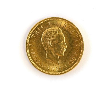 Republic of Cuba, 5 Pesos 1916, (.900 gold, 21.5mm, 8.36g), obv. national arms within wreath, rev. portrait of José Martí fac