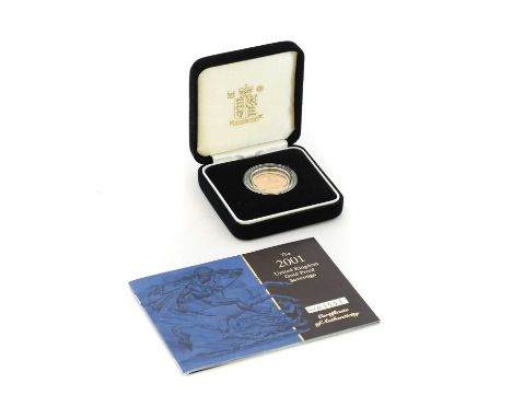 Elizabeth II, Gold Proof Sovereign 2001, obv. Rank-Broadley portrait of the queen, rev. Pistrucci, limited edition no. 1551, 