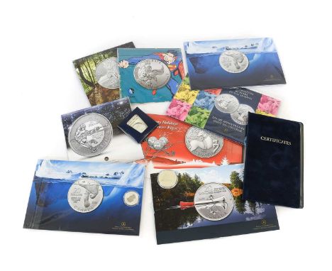 11 x Canadian Silver Coins, comprising: 8x Canada $20 silver coins encapsulated and housed in envelopes of issue, including: 