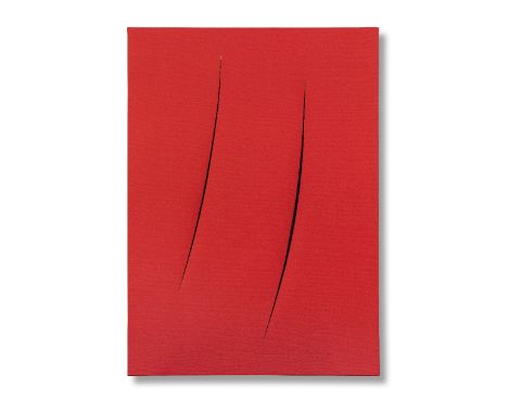 LUCIO FONTANA (1899-1968) Concetto spaziale, Attese  1960   signed, partially titled and inscribed 1+1-3A3A on the reverse wa