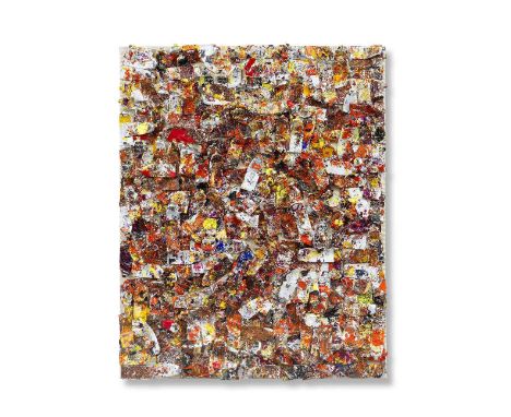 ARMAN (1928-2005)Untitled 1989 signed and dated 89 on the turnover edgeaccumulation of pressed paint tubes and acrylic on can