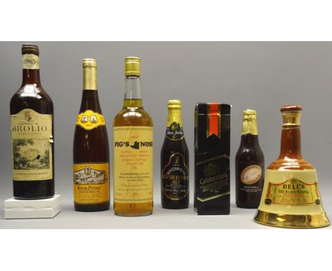 Mixed Alcohol - Castello Di Brolio Chianti Classico 1965, Kron Prinz Liebfraumilch 1974, Pig's Nose Scotch Whisky for Dowdesw