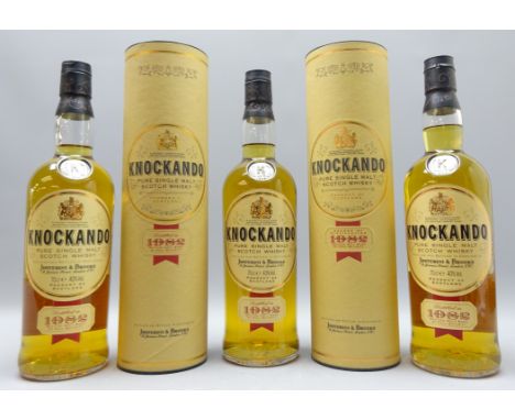 Knockando Pure SIngle Malt Scotch Whisky, 1982, 70cl, 40%vol, two in tubes, 3 bottles. Provenance: Yorkshire Private Collecto