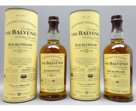 Balvenie 'DoubleWood' Single Malt Scotch Whisky, Aged 12 Years, 70cl, 40%vol, in tubes, 2 bottles Condition Report Click here
