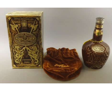 Chivas Royal Salute Blended Scotch Whisky 21 Years old, in brown Spode bottle and brown bag, 262/3floz. 70 proof, in carton, 
