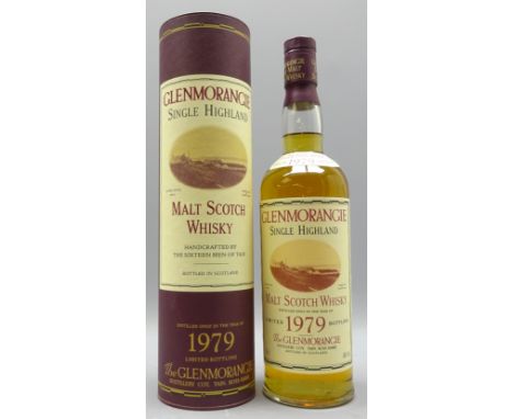 Glenmorangie Single Highland Malt Scotch Whisky, distilled only in the Year of 1979, Limited Bottling, 70cl, 40%vol, in tube.