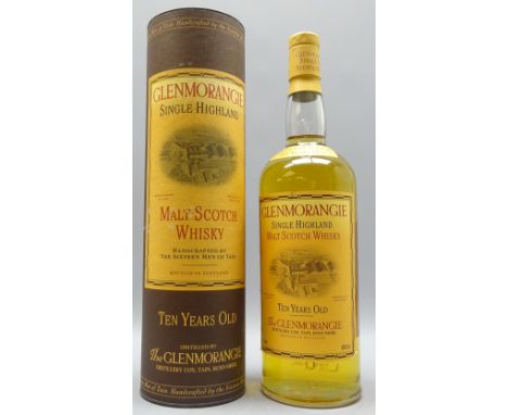 Glenmorangie Single Highland Malt Scotch Whisky, 10 years old, 1ltr, 40%vol, in tube,  1 bottle,   Condition Report Click her