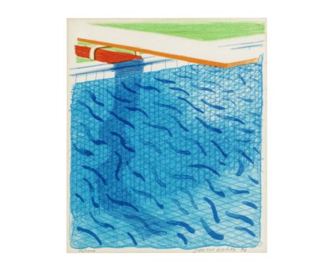 David Hockney (born 1937)Pool Made with Paper and Blue Ink for Book (M.C.A. Tokyo 234) Lithograph in colours, 1980, on Arches