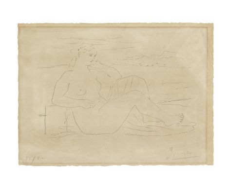 PABLO PICASSO (1881-1973)Femme au bord de la mer (Baer 237; Bloch 67; Mourlot XVII) Lithograph, 1924, on tinted Van Gelder wo