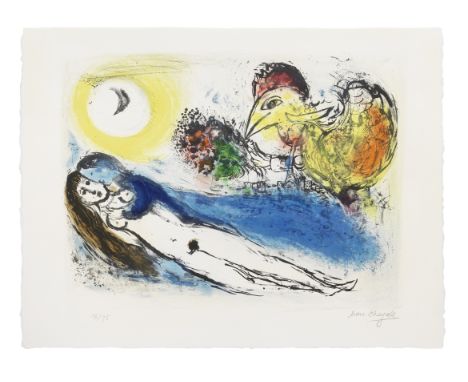 Marc Chagall (1887-1985)Bonjour sur Paris (Mourlot 71) Lithograph in colours, 1952, on Arches wove paper, signed and numbered