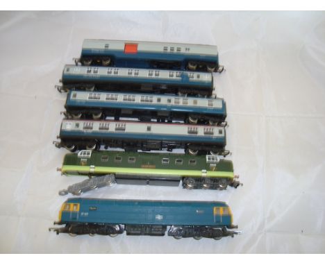 OO Gauge - Hornby Railways - A group of unboxed Hornby coaches together with two locomotives - Lima Deltic (A/F) and a Hornby
