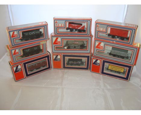 OO Gauge - Lima - A selection of Lima wagons as lotted to include a private owner's Buxton plank wagon (9)  (VG-BF/G)