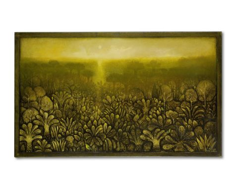Suad Al-Attar (Iraq, born 1942)Garden of Eden oil on canvassigned 'Suad Al Attar' in Arabic and English (lower right), execut