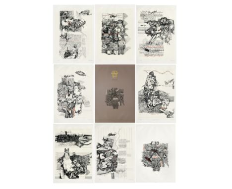 Dia Azzawi (Iraq, born 1939)The Seven Golden Odes (The Mu'allaqat) silkscreen print in eight parts in original folio and case