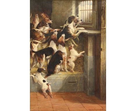 Valentine Thomas Garland (1840-1914)Ready for the huntsigned and dated 'Valentine T. Garland '98' l.r., oil on canvas51 x 35.