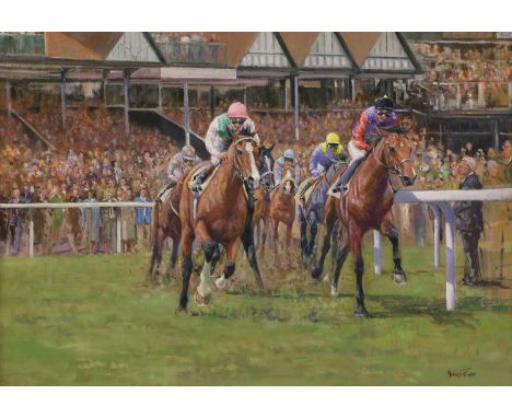 *James Power (b.1946)'First Time Around, Chester'signed 'James Power' l.r., oil on canvas77 x 107cmPower worked as a stud gro