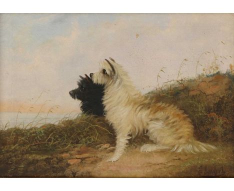 Edward Armfield (1817-1896)Terriers in a landscapesigned 'E Armfield' l.r., oil on canvas38.5 x 50.5cmoverall: 51 x 64cmStret