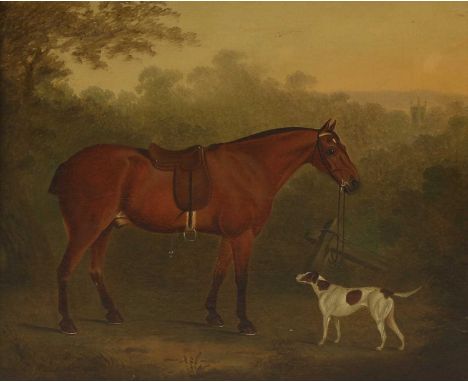 Clifton Tomson (1775-1828)Bay hunter standing with a houndsigned, inscribed and dated 'Clifton Tomson/Pinxit Notts 1804' l.l.