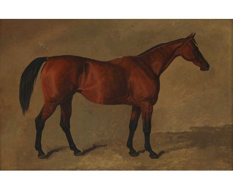J Clark (19th century)A bay hunter in a stablesigned 'J Clark' and dated '65 verso, oil on canvas33.5 x 48.5cmFramed size: 43