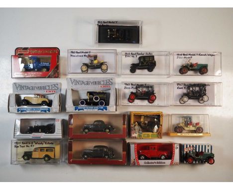 A group of boxed and unboxed 1:43 scale models to include REX TOYS, ZISS and ERTL, comprising of  Ford automobiles, G/VG in F