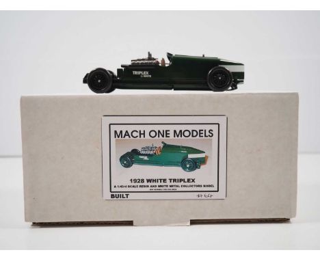 A 1:43 scale MACH ONE MODELS (by Ian Jones)  hand built white metal and resin model of 1928 White Triplex land speed record c