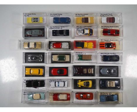 A group of 1:43 scale unboxed models of American cars, to include MATCHBOX, SOLIDO and REX TOYS, G/VG (28)