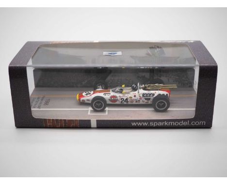 A 1:43 scale SPARK (MINIMAX) 43IN66 hand built resin model of the 1966 Indianapolis 500 winning Lola T90 No 24, driven by Gra