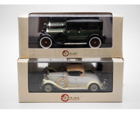 A pair of 1:43 scale hand built limited edition resin models by ESVAL, comprising of a EMUS430068 Pierce Arrow Model B roadst