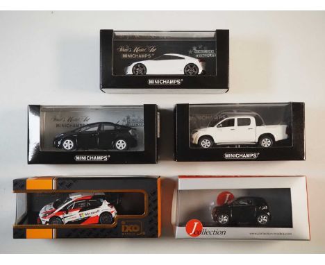 A group of 1:43 scale models by MINICHAMPS, IXO and J COLLECTION, comprising assorted  Toyota automobiles, VG/E in G/VG persp