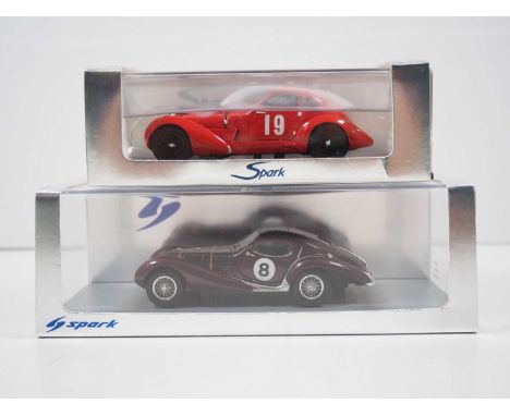 A pair of 1:43 scale SPARK (MINIMAX) hand built resin models, comprising of a (S2918) 1939 Le Mans No 8 Talbot and a (S0602) 