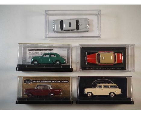 A group of 1:43 scale models of Australian cars by TRAX plus two other unboxed and unmarked example, comprising of a X3 Holde