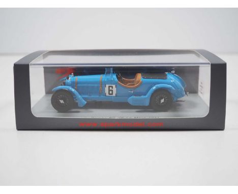 A 1:43 scale SPARK (MINIMAX) hand built resin model of a 1934 Le Mans No 6 Alfa Romeo 8C, VG/E in G/VG perspex case and card 