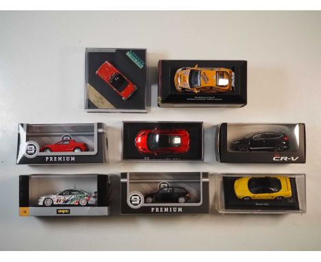 A group of 1:43 scale boxed and unboxed models to include ONYX and TRIPLE 9, comprising assorted Honda automobiles, VG/E in G