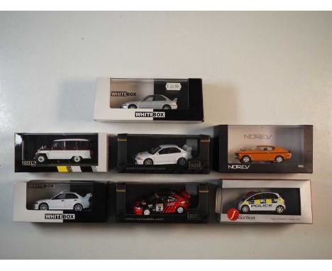 A group of 1:43 scale models by NOREV, WHITEBOX, IXO, J COLLECTION and FIRST:43, comprising assorted Mitsubishi automobiles, 