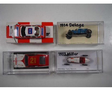 A group of 1:43 scale hand built boxed and unboxed white metal models of NASCAR and Indy 500 racing cars to include STARTER M