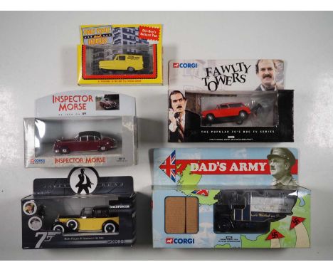 A group of 1:43 scale models by CORGI and Lledo, to include a CORGI Fawlty Towers Austin 1100 and a Lledo Only Fools and Hors