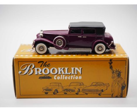 A BROOKLIN 202539 hand built white metal, 1:43 scale model of a Marmon Sixteen convertible sedan VG/E in G box.