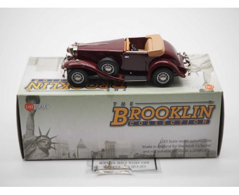 A BROOKLIN BRK.200 hand built white metal, 1:43 scale model of a 1933 Stutz DV-32 Wegman Super Bearcat roadster, VG but winds