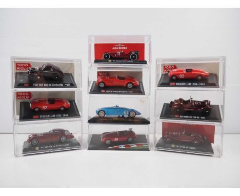 A group of 1:43 scale models to include IXO plus unbranded, comprising of assorted Mille Miglia and Le Mans racing cars', VG/