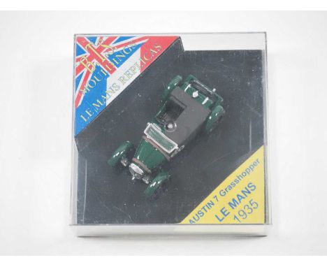 A 1:43 scale B.T.S. MOULDINGS hand built resin model of a 1935 Le Mans No 60 Austin 7 Grasshopper, VG/E in G/VG perspex case.