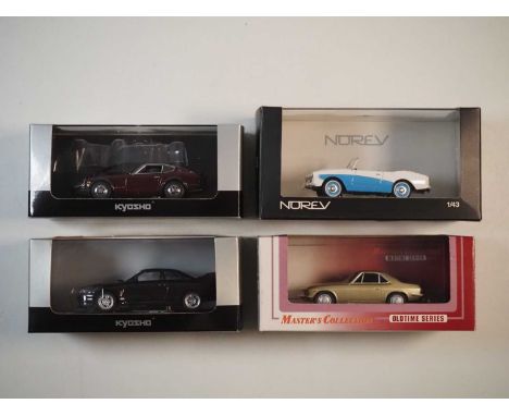 A group of 1:43 scale models by KYOSHO and NOREV, comprising assorted Nissan automobiles to include a KYOSHO master collectio