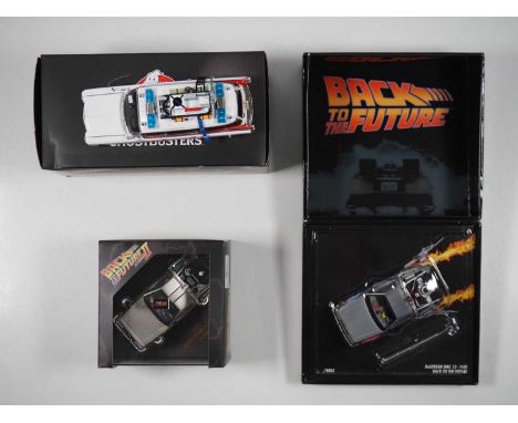 A group of 1:43 scale models by VITESSE, MINICHAMPS and HOTWEELS ELITE, comprising a MINICHAMPS Back to the Future DeLorean D